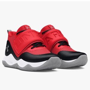 Under Armour Kids Red and Black Sneakers with Dynamic Midsole, Size 12 Brand New